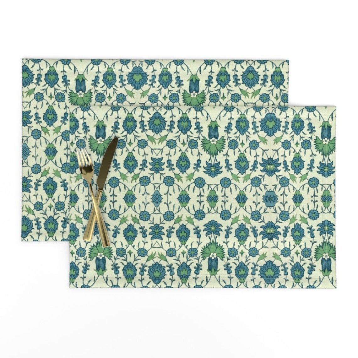 Floral Placemats set of 2 Indopersian 55 by Hypersphere Etsy