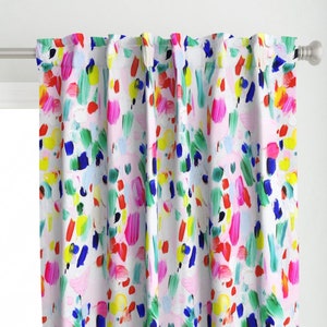 Painterly Curtain Panel - Paint Palette by ok_by_angie - Bright Abstract Happy Paint Colorful Custom Curtain Panel by Spoonflower