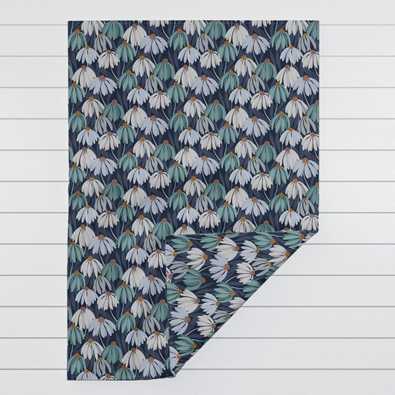 Botanical Throw Blanket with Spoonflower Fabric Summer Garden On Navy by lavish/_season Floral Garden Throw Blanket
