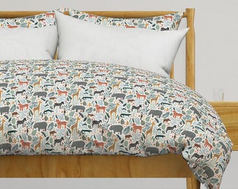 Safari Animals Bedding - Jungle Animal Friends by writtenbykristen - Baby Nursery Cotton Sateen Duvet Cover OR Pillow Shams by Spoonflower