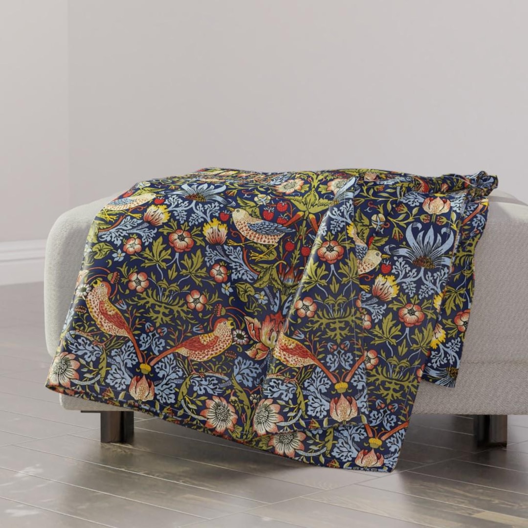 Botanical Throw Blanket - Damask Vintage Style Floral Arts and Crafts ...
