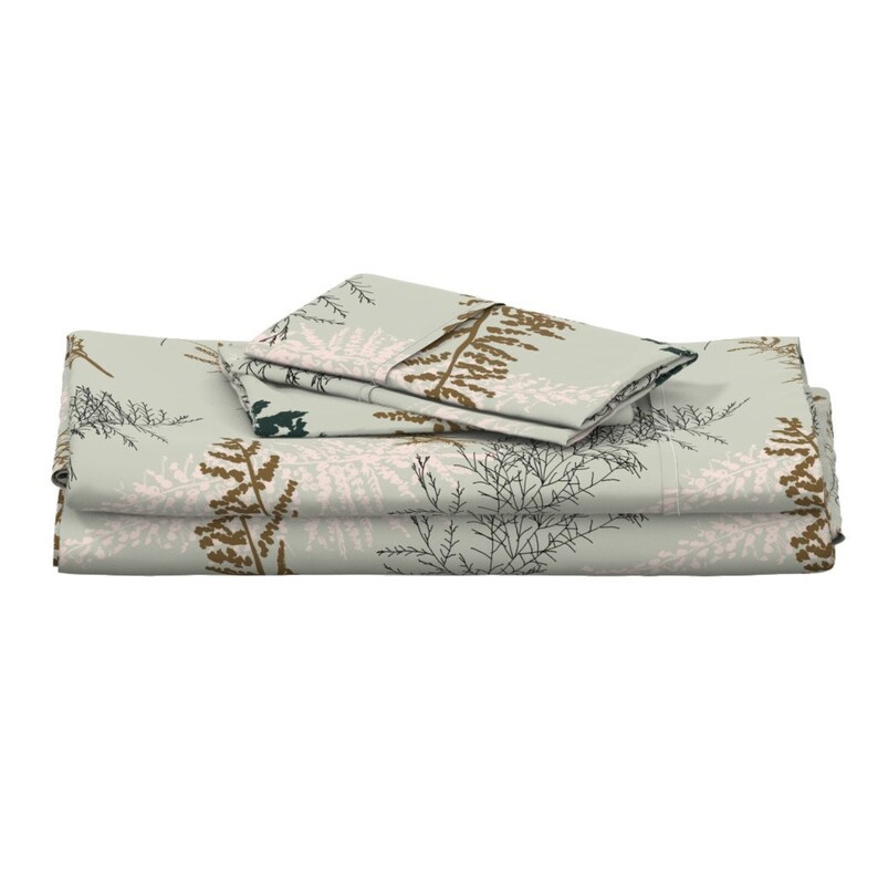 Pine Tree Forest Pine Needles Cotton Sateen Sheet Set Bedding by Spoonflower Christmas Tree Sheets Big Fir Branches by juliaschumacher