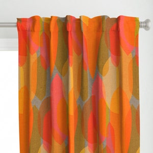 Mid Century Modern Curtain Panel - Mid Century Blocks by ceciliamok - Vintage Inspired Bright Orange Custom Curtain Panel by Spoonflower