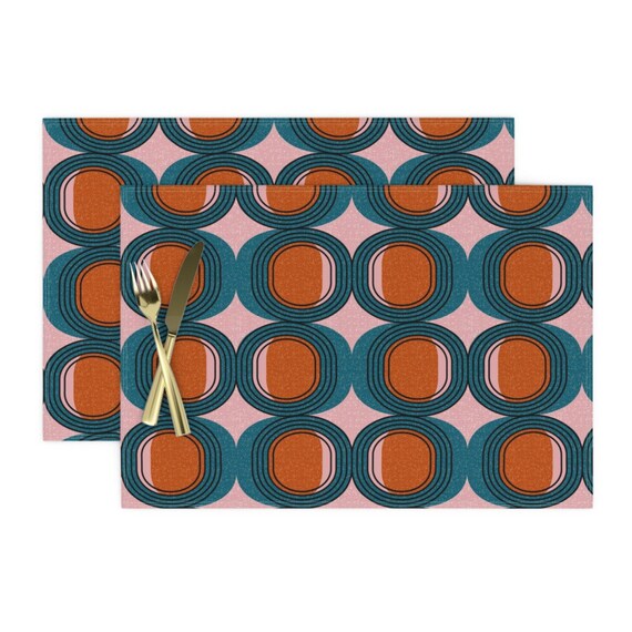 Mid Century Modern Placemats set of 2 Mid Century Elliptic Etsy