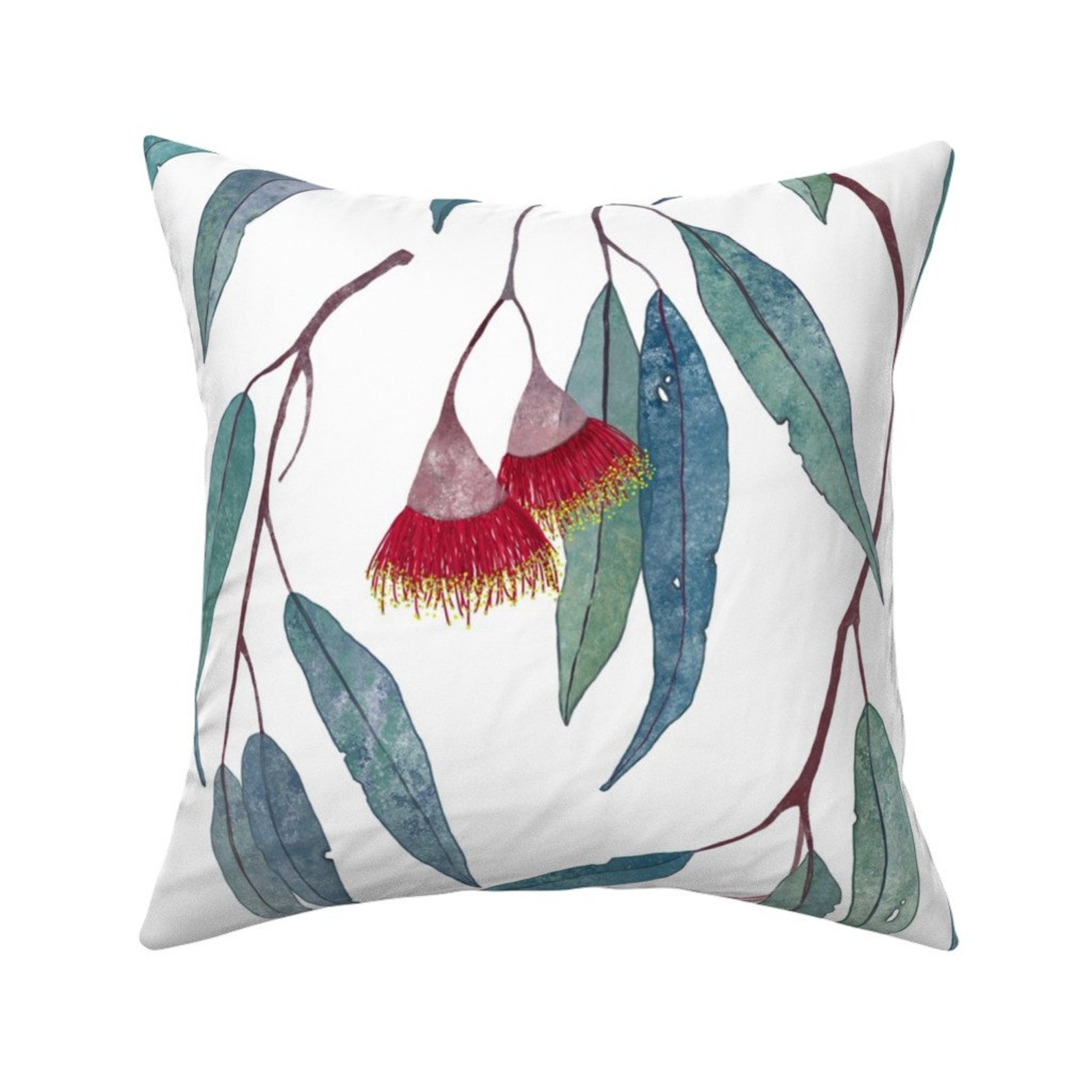 Eucalyptus Throw Pillow Eucalyptus Leaves And Flowers by Etsy