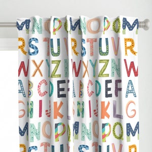 Kid&#39;s Curtain Panel - Alphabet Blocks by enariyoshi - Whimsical Letters Baby Nursery Kids Fun Children Custom Curtain Panel by Spoonflower