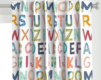 Kid&#39;s Curtain Panel - Alphabet Blocks by enariyoshi - Whimsical Letters Baby Nursery Kids Fun Children Custom Curtain Panel by Spoonflower