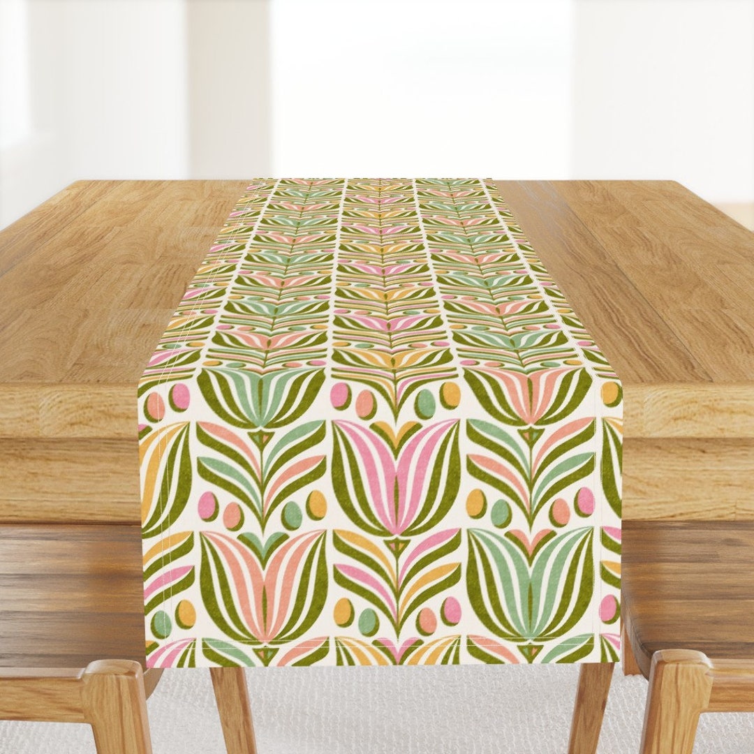 Table Runner Spring Style Pastel Tulips Table Runner - Spring Floral Mod Easter Botanical Garden ...