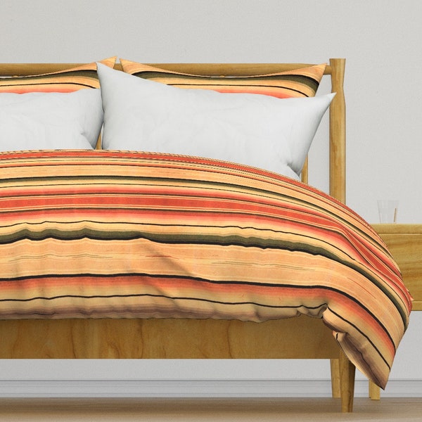 Western Rustic Bedding - Saltillo Stripe by danuta_tomzynski - Mexican Inspired Cotton Sateen Duvet Cover OR Pillow Shams by Spoonflower
