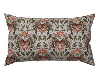 Nature Accent Pillow - Monarch Butterfly  by ashleyinthestars - Garden Insect Monarch Butterfly Rectangle Lumbar Throw Pillow by Spoonflower