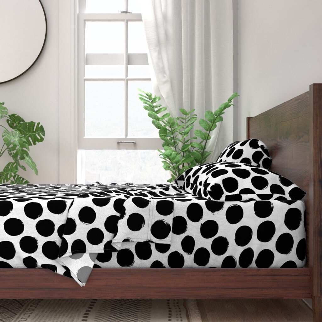 Polka Dots Sheets Black White Huge 