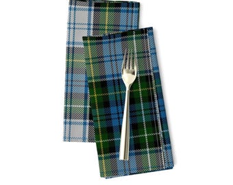 タータン柄ディナーナプキン2枚セット - ブルーグリーンチェック柄ファームハウスホリデーチェック柄スコットランド布ナプキン - キャンベルドレスタータン（thinlinetextiles製）