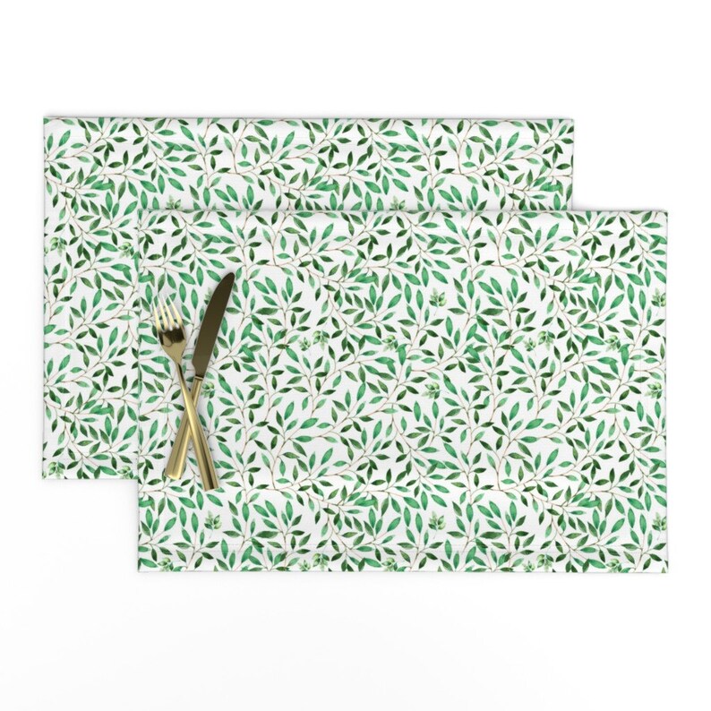 Green Leaves Placemats set of 2 8 Floral Elephant Etsy