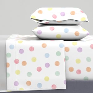 Polka Dot Scatter Sheets - Polka Dot Scatter by littlearrowdesign - Watercolor Polka Dots Cotton Sateen Sheet Set Bedding by Spoonflower