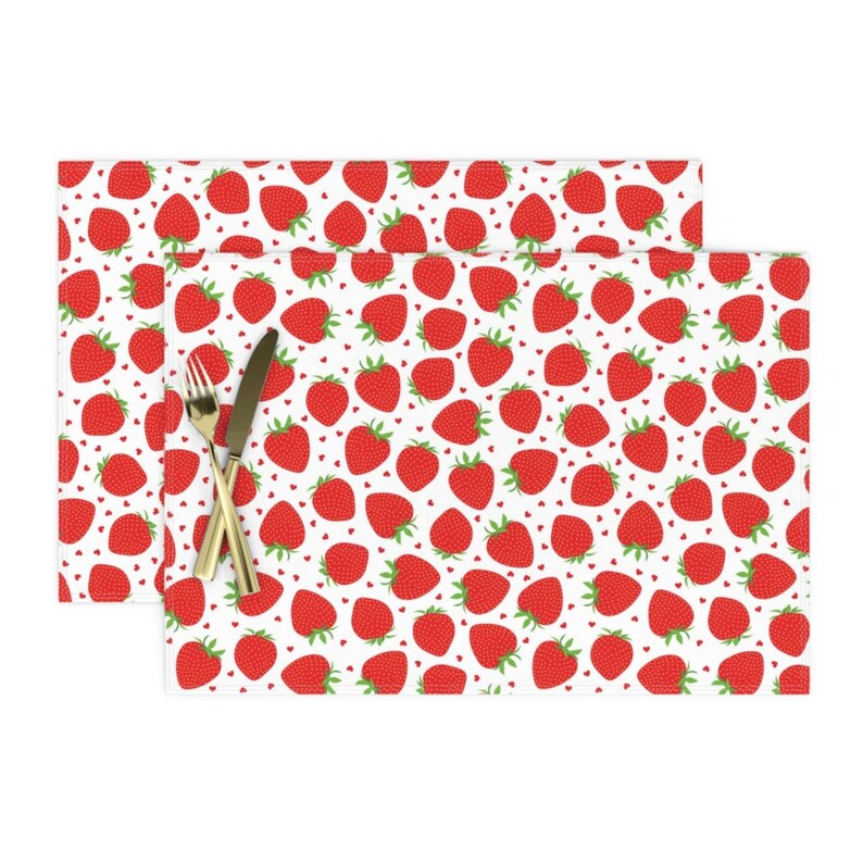 Fruit Placemats Set of 2 Strawberry Love by ornaart Red Etsy