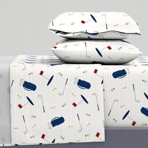 Golfer Sheets - Tee Time by littlearrowdesign - Golf Tee Off Golf Tee Sports Cotton Sateen Sheet Set Bedding by Spoonflower