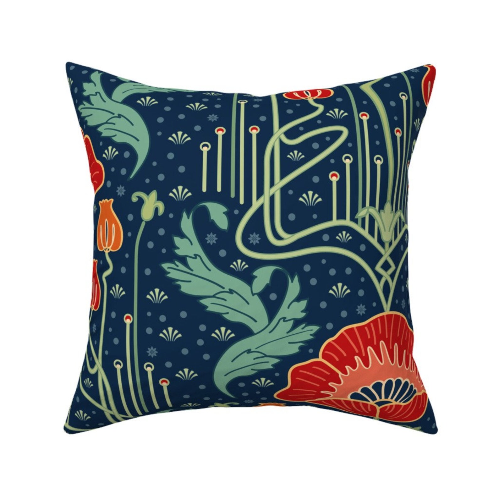 Art Nouveau Throw Pillow Art Nouveau Poppy by Bamokreativ Etsy