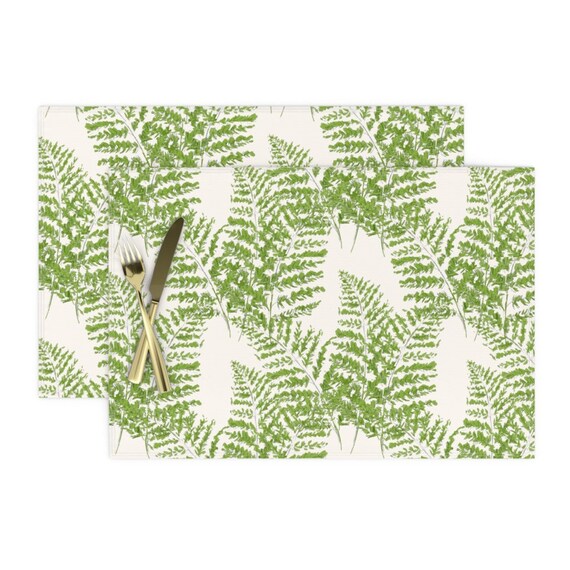 Painterly Ferns Placemats set of 2 Feathery Ferns on Ivory Etsy