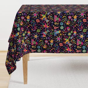 Colorful Fiesta Tablecloth - Party Piatas by kaelastewart - Multicolor Otomi Cinco De Mayo Pinata Cotton Sateen Tablecloth by Spoonflower