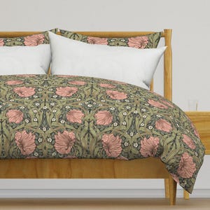 Viktorianskt blommigt sängkläder - Pimpernel av utart - William Morris Antik Vintage bomullssatin påslakan ELLER örngott av Spoonflower