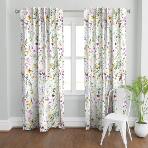 Spring Florals Curtain Panel Eame's Wildflower Meadow by - Etsy
