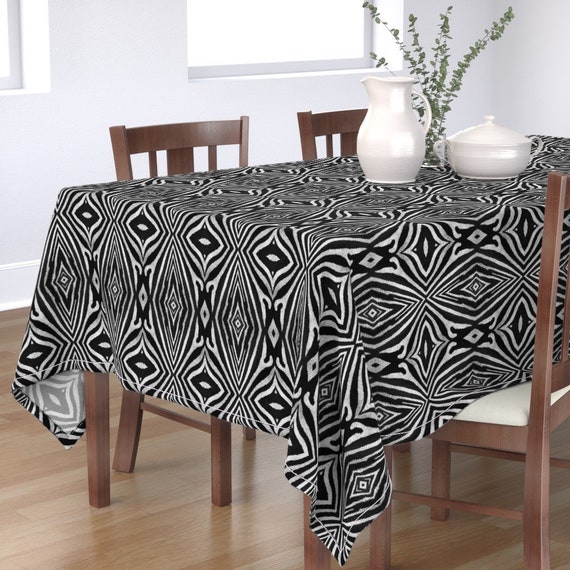 Abstract Zebra Cotton Sateen Tablecloth by Spoonflower Animal Print Tablecloth Zebra by