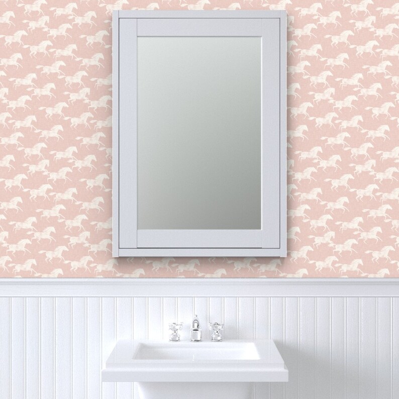 Equestrian Pink Wallpaper Pink Wild Horses by Etsy