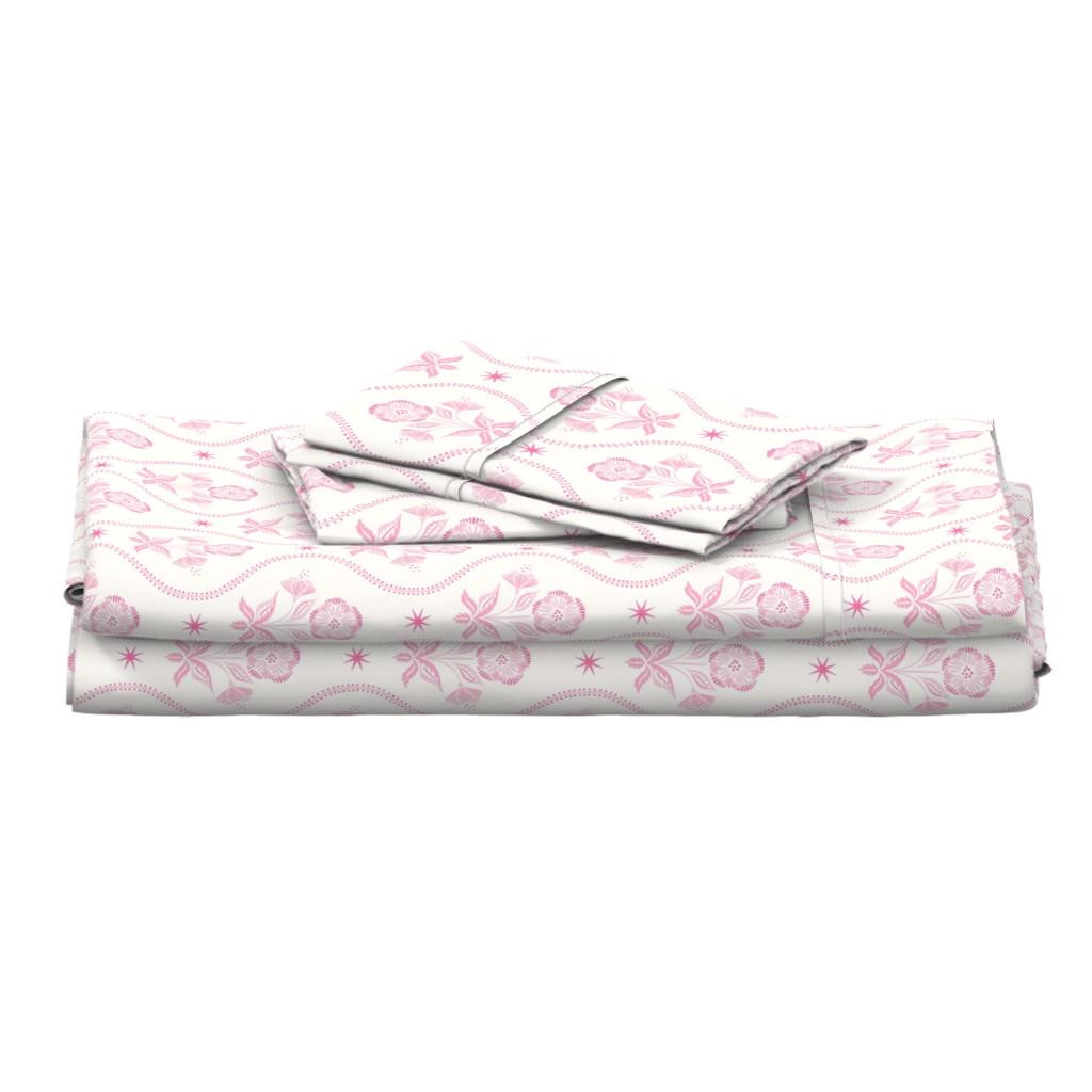 Sweet Pink Floral Sheets - Floral Stripe Pink by Vivdesign - Antique ...