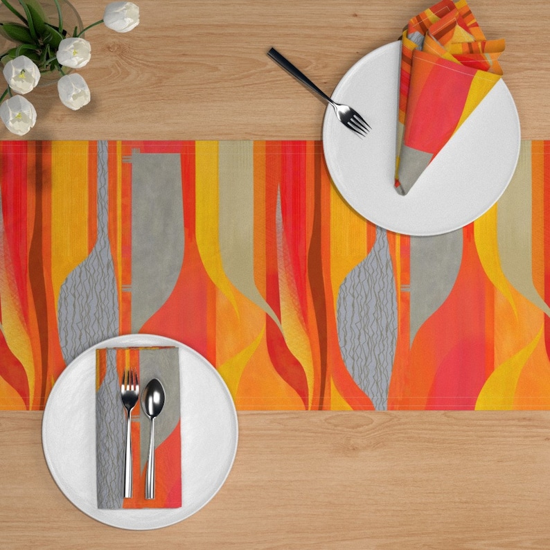 Painting by wren/_leyland Mid Century Modern Table Runner Abstract Minimalism Art Cotton Sateen Table Runner by Spoonflower Plateau