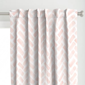 Blush Pink Curtain Panel - Watercolor Herringbone by littlearrowdesign - Chevron Baby Girl Nursery Custom Curtain Panel by Spoonflower