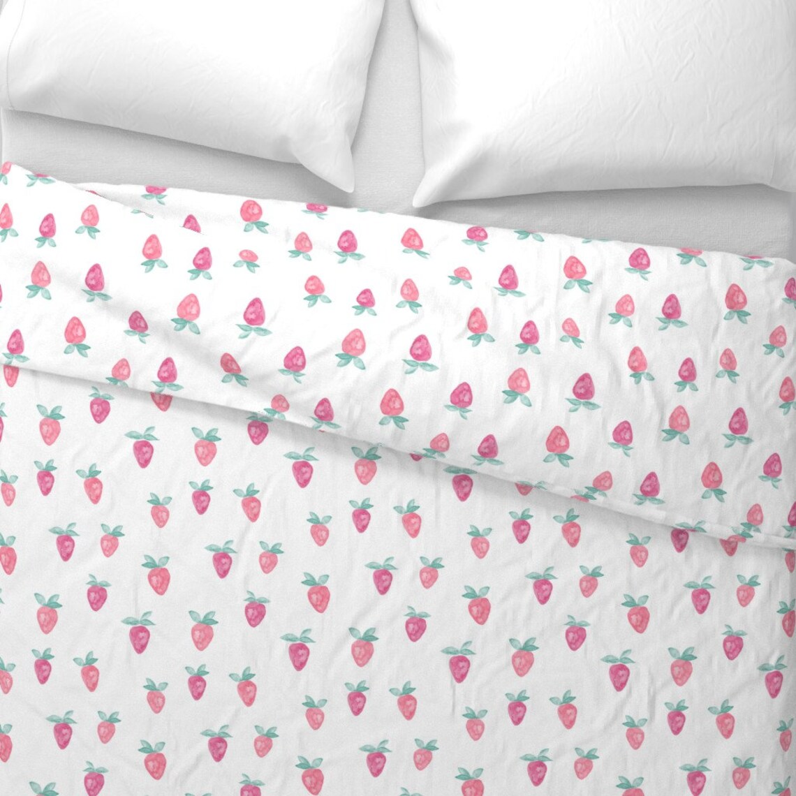 Strawberry Duvet Cover Watercolor Strawberries by Etsy