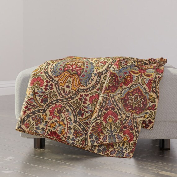 Floral Paisley Throw Blanket Edwardian Paisley by Peacoquettedesigns Victorian Style Throw Blanket With Spoonflower Fabric Etsy UK