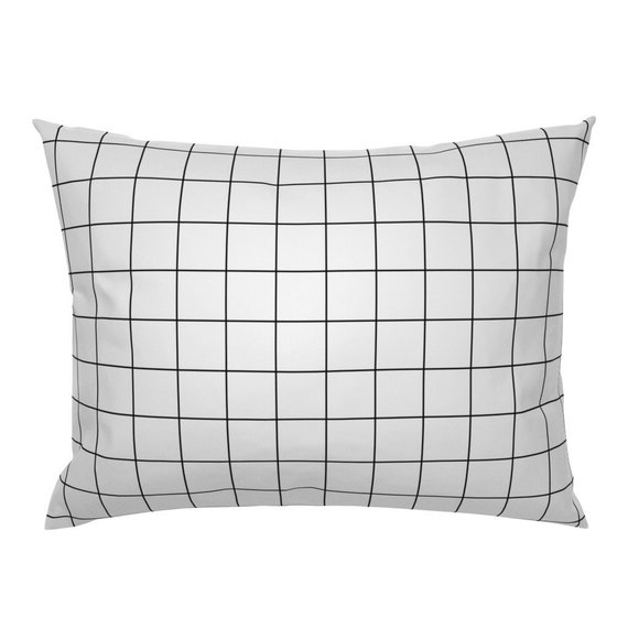 Square Grid Pillow Sham Black and White Windowpane Grid Etsy