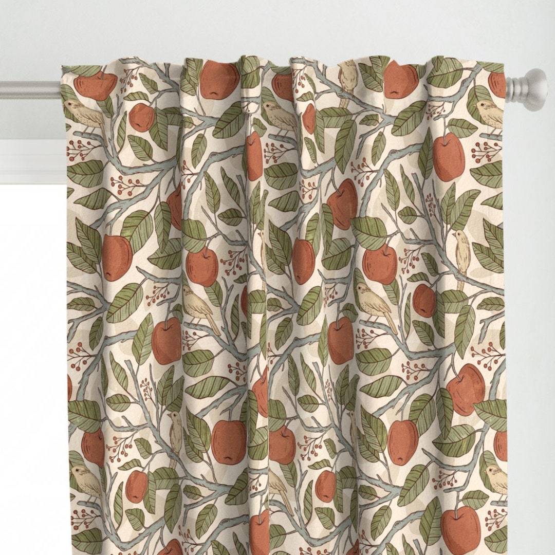 Red Apple Orchard Curtain Panel Vintage Apple Orchard by Etsy