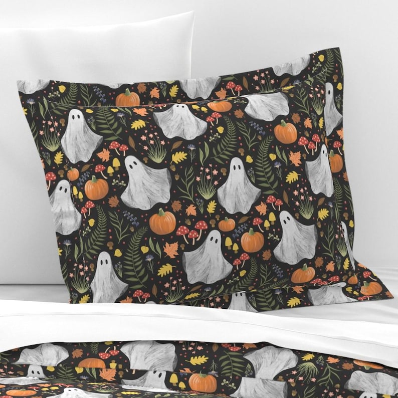 Cottagecore Ghosts Bedding - Woodland Autumn by 3rittanylane - Woodland Whimsical Cotton Sateen Duvet Cover OR Pillow Shams by Spoonflower image 7