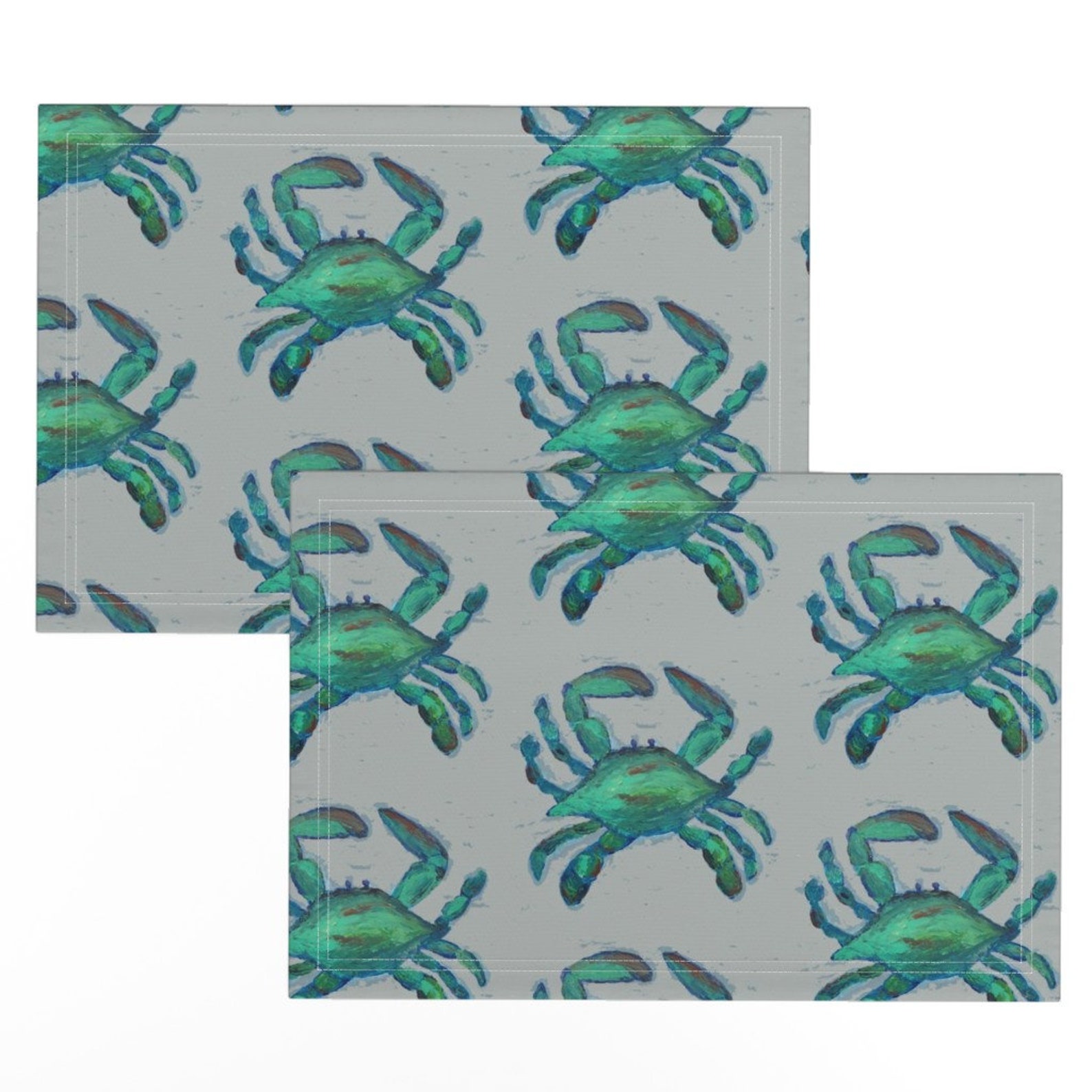 Blue Crab Placemats set of 2 Blue Crabs by Lisakling Etsy