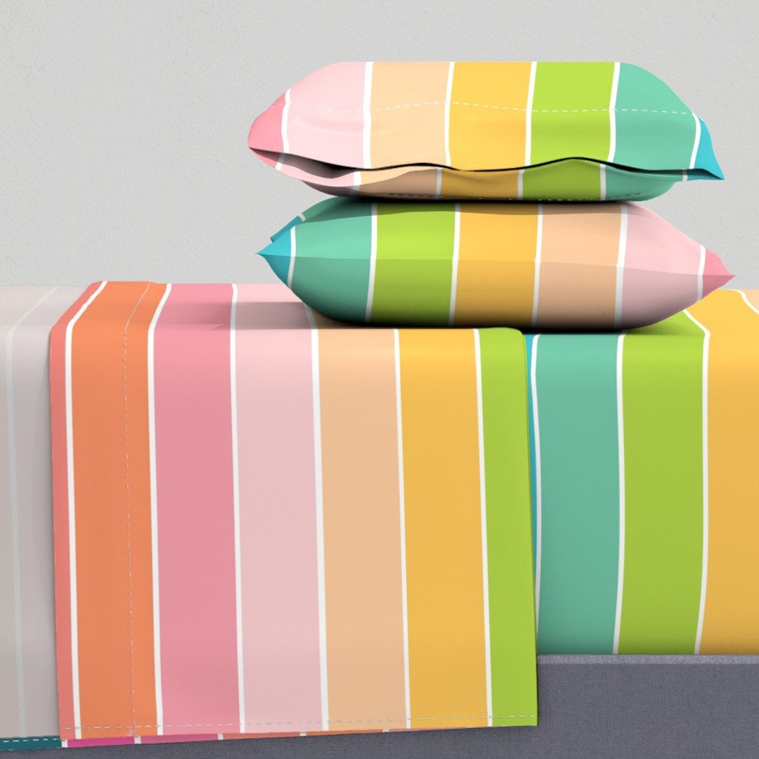 Rainbow Sheets Rainbow Stripe by Karawhitten Bright Pastel Candy Colors
