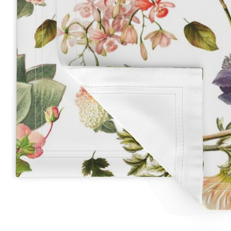 Nature Placemats set of 2 English Garden on White by Etsy