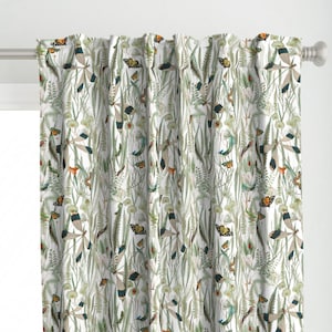 Woodland Curtain Panel - Beauty Underfoot by down_river_homegoods - Butterfly Dragonfly Bugs Insect  Custom Curtain Panel by Spoonflower
