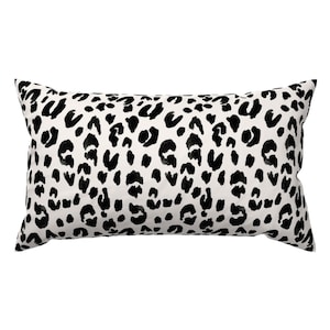 Leopard Accent Pillow - Leopard by crystal_walen - Animal Print Black And White Spots And Dots Rectangle Lumbar Throw Pillow by Spoonflower