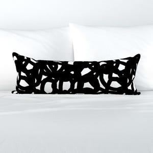 Modern XL Lumbar Pillow - Freestyle Black And White by domesticate - Abstract Geometric Bold Graphic Extra Large Rectangle Lumbar Pillow