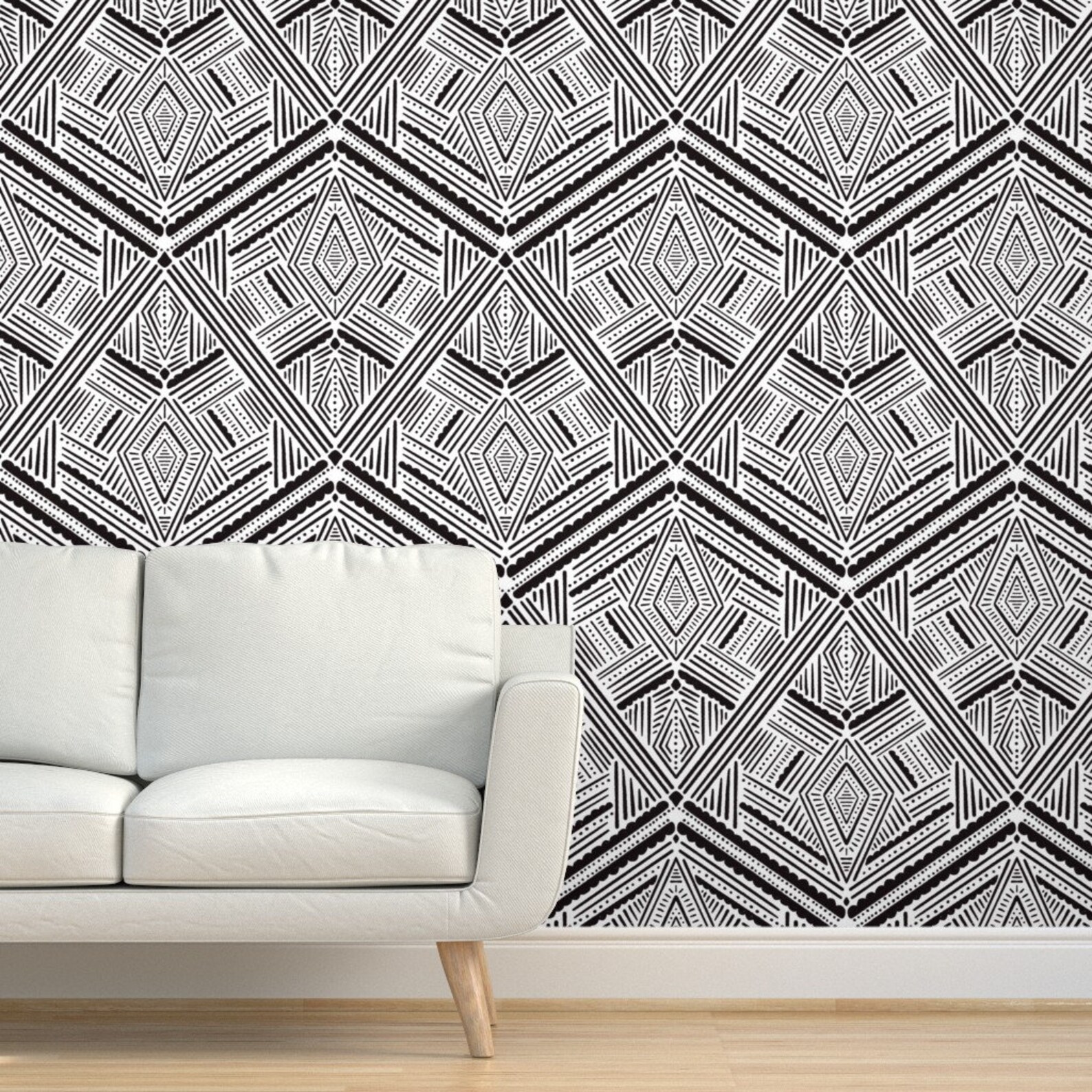 Graphic Geometric Wallpaper Art Deco by amy_maccready Etsy