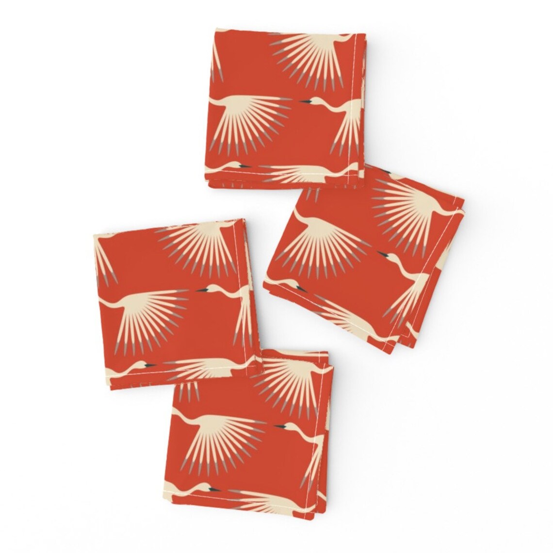 1920s Art Deco Cocktail Napkins Set of 4 Art Deco Cranes Etsy