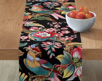 Exotic Birds Table Runner Quilt Handmade Toucan Blue Parrots