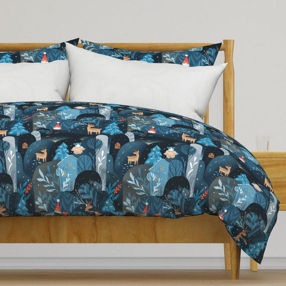 Winter Wald Bettwäsche - Wunderbarer Winter von elena_naylor - Skandinavische Zwerge Weihnachten Baumwoll Satin Bettbezug oder Kissenbezüge von Spoonflower