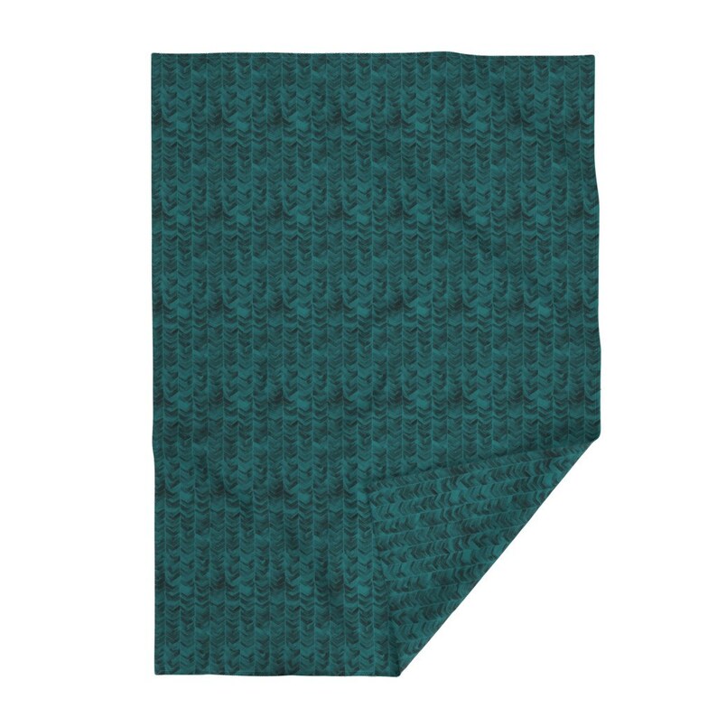 Herringbone Throw Blanket Watercolor Chevron Teal by Etsy