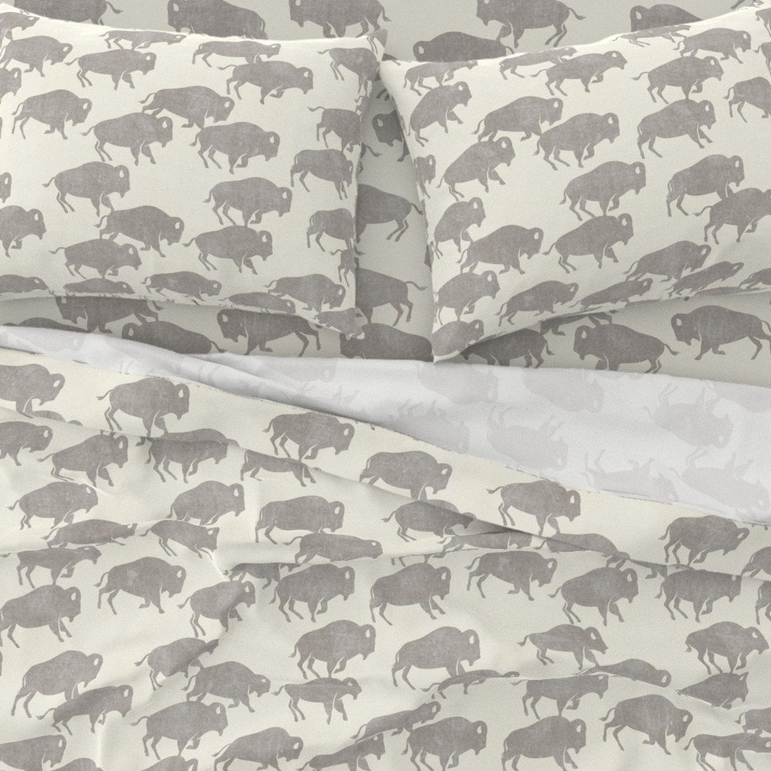 Gray Bison Sheets Bison Stampede Stone by Littlearrowdecor Etsy