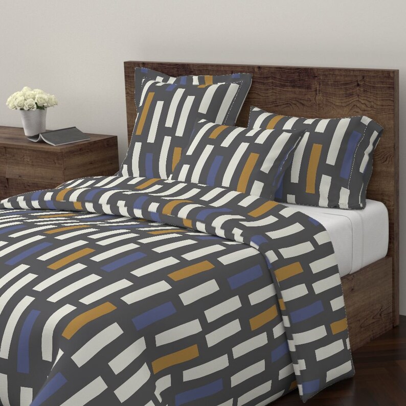 Scandinavian Cotton Sateen Pillow Sham Bedding by Spoonflower Jumbo Scale Block by juliaschumacher Geometric Pillow Sham
