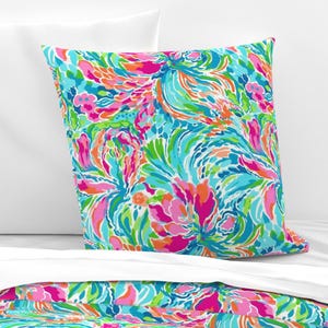 Palm Beach Floral Bedding - Floral Fiesta by cherylgrahamdesigns - Tropical Flowers Cotton Sateen Duvet Cover OR Pillow Shams by Spoonflower image 3