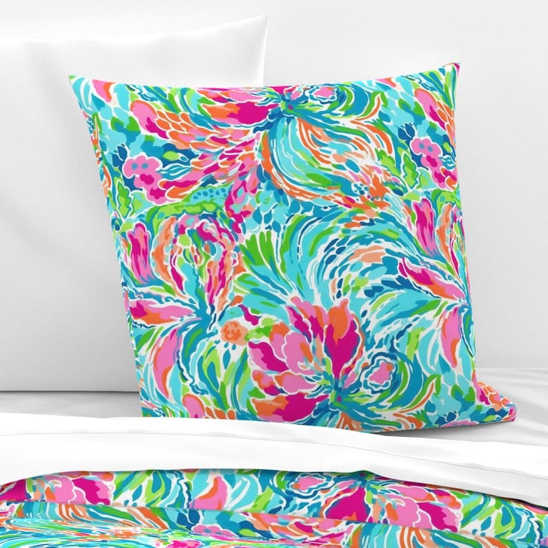Palm Beach Floral Bedding - Floral Fiesta by cherylgrahamdesigns - Tropical Flowers Cotton Sateen Duvet Cover OR Pillow Shams by Spoonflower image 3